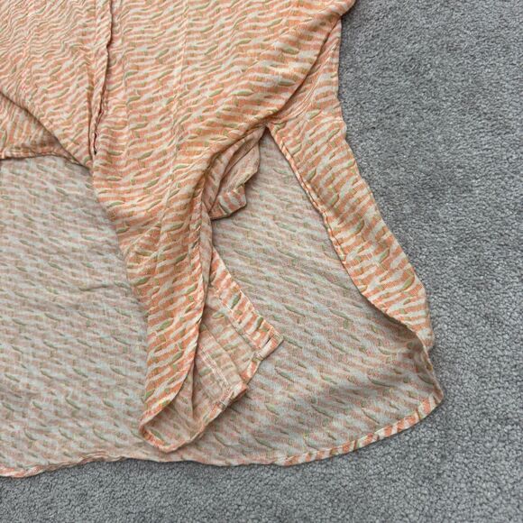 Maeve Anthropologie Textured Striped Tunic Blouse Womens Medium Orange V-Neck - Picture 5 of 13